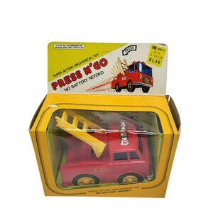 Universal Kresge Vintage Press N Go Fire Truck Toy Super Action Mechanical Red